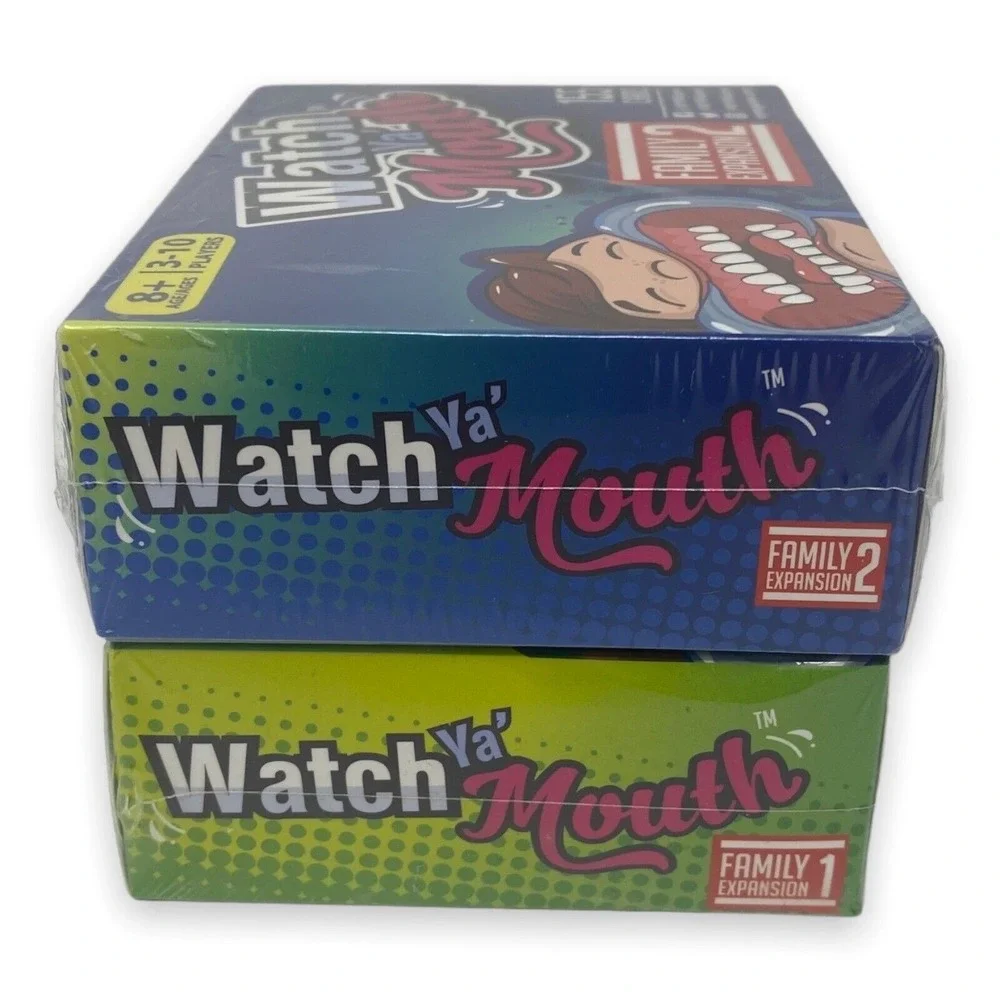 Watch Ya' Mouth Family Expansion 1 & 2 Party Game Set - 155 Cards Per Pack - NEW
